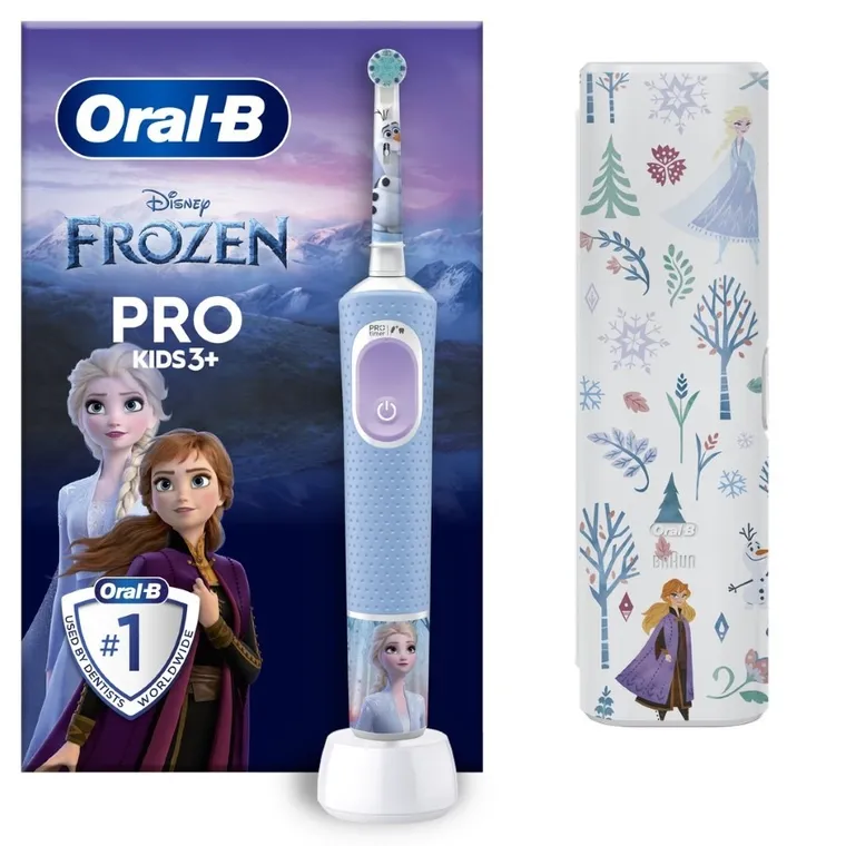 Oral-B, Kids, Kraina Lodu, zestaw: szczoteczka elektryczna + etui podróżne