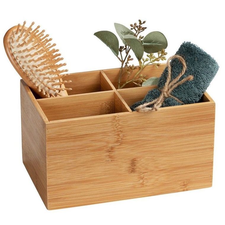 Organizer łazienkowy, Terra, z 4 przegródkami, bambus
