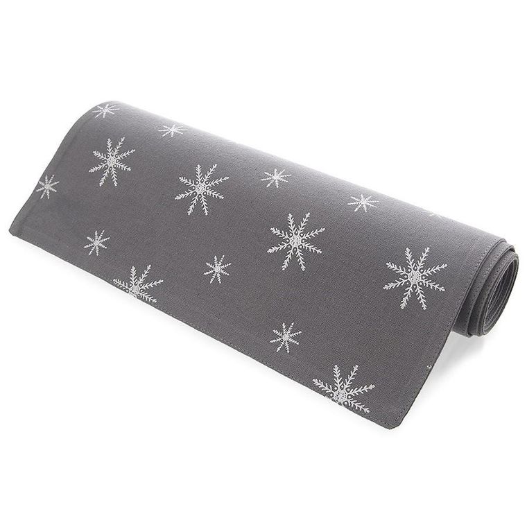 Orion, bieżnik na stół bawełniany, szary płatek, 130-32 cm