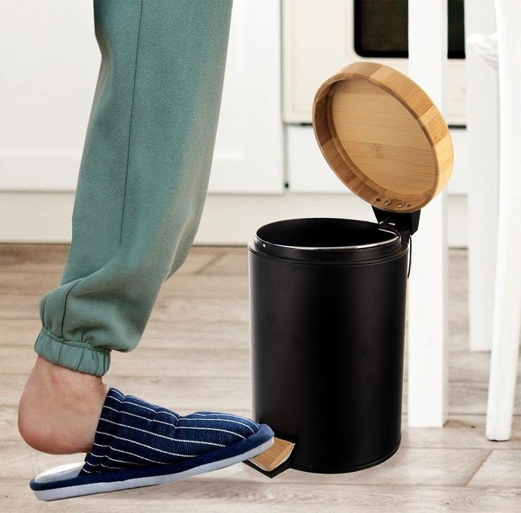 Orion, Black, kosz na śmieci metalowy z pedałem, czarny, 3l