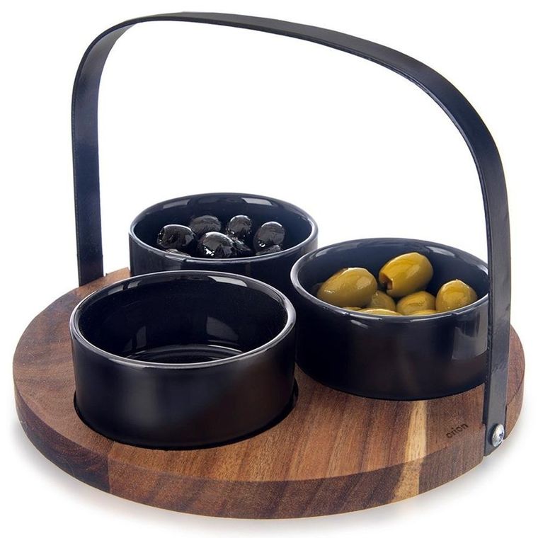 Orion, Black, miseczki na przekąski ceramiczne, 130 ml, 4 szt.