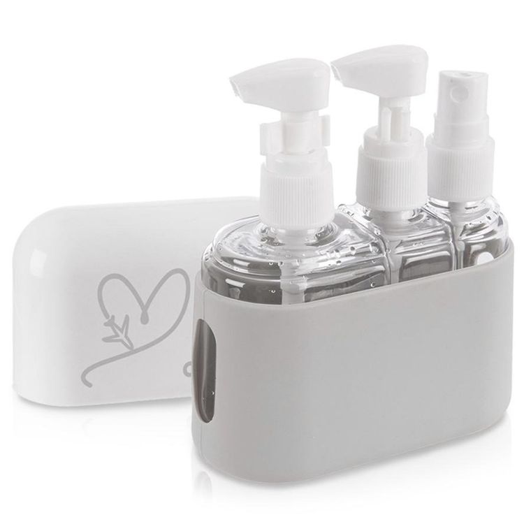 Orion, butelki, pojemniki podróżne na kosmetyki w etui, 4 elementy