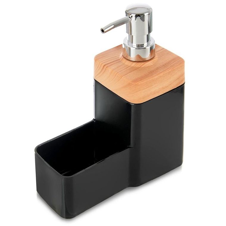 Orion, dozownik płynu do naczyń, z pojemnikiem na gąbkę, czarny, 500 ml