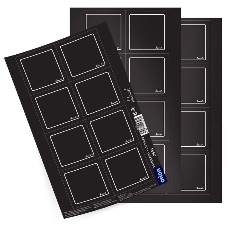 Orion, etykiety samoprzylepne na słoiki, czarne, 24 szt.