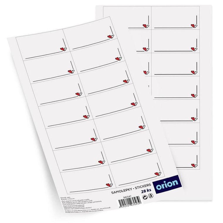 Orion, etykiety samoprzylepne na słoiki, serce, 28 szt.