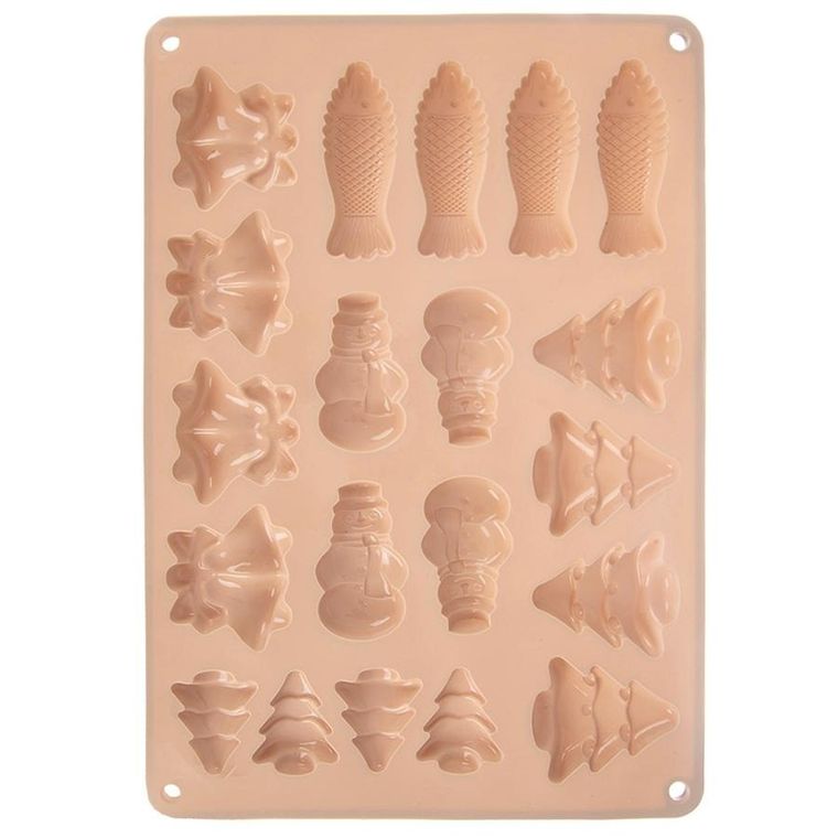 Orion, forma do ciastek i pralin, silikonowa, beżowa, 34-24,5-1 cm