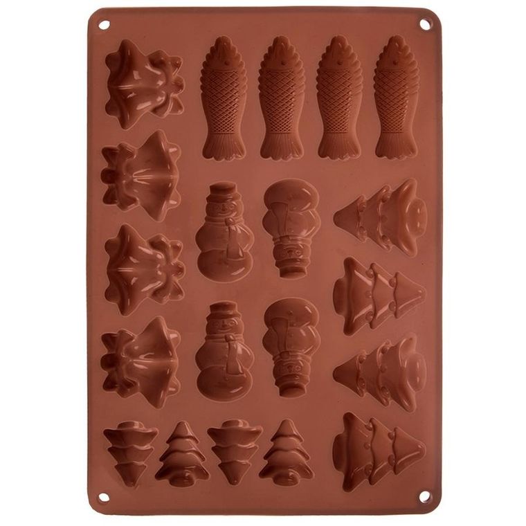 Orion, forma do ciastek i pralin, silikonowa, brązowa, 34-24,5-1 cm