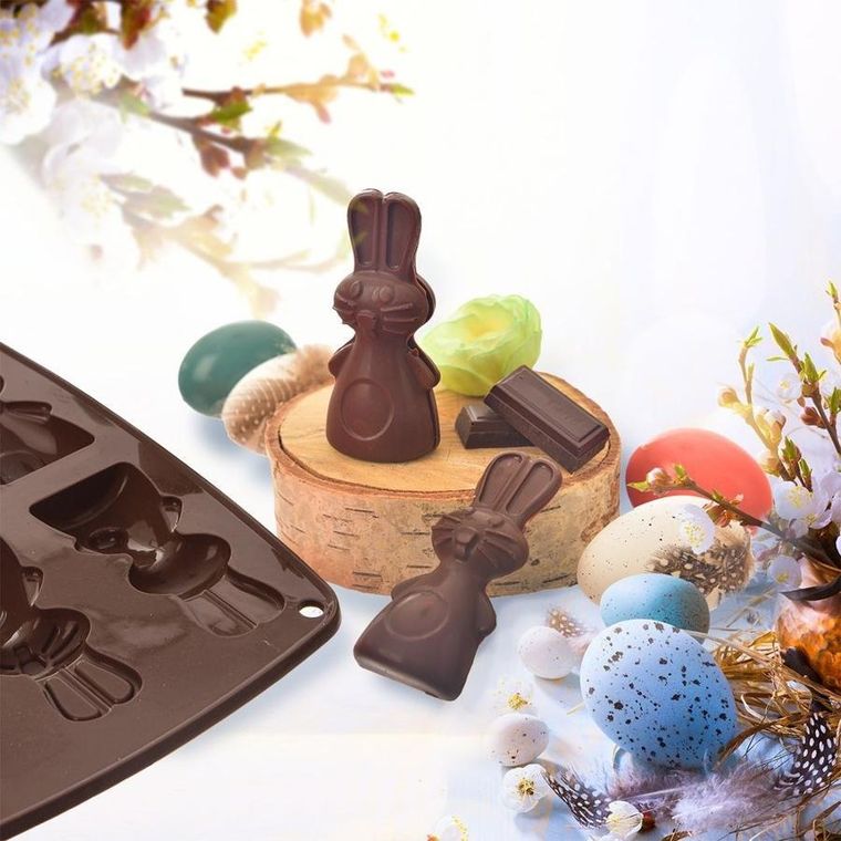 Orion, forma do ciastek i pralin, silikonowa, brązowa zajączek