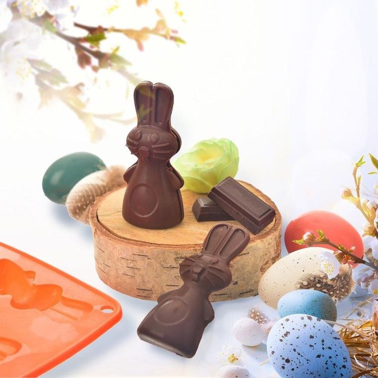 Orion, forma do ciastek i pralin, silikonowa, pomarańczowa zajączek