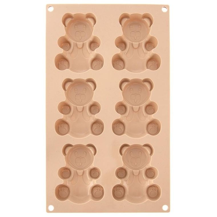 Orion, forma do ciastek muffinek silikonowa, beżowa, misie, 30-17,5-2 cm