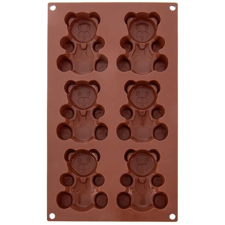 Orion, forma do ciastek muffinek silikonowa, brązowa, misie, 30-17,5-2 cm