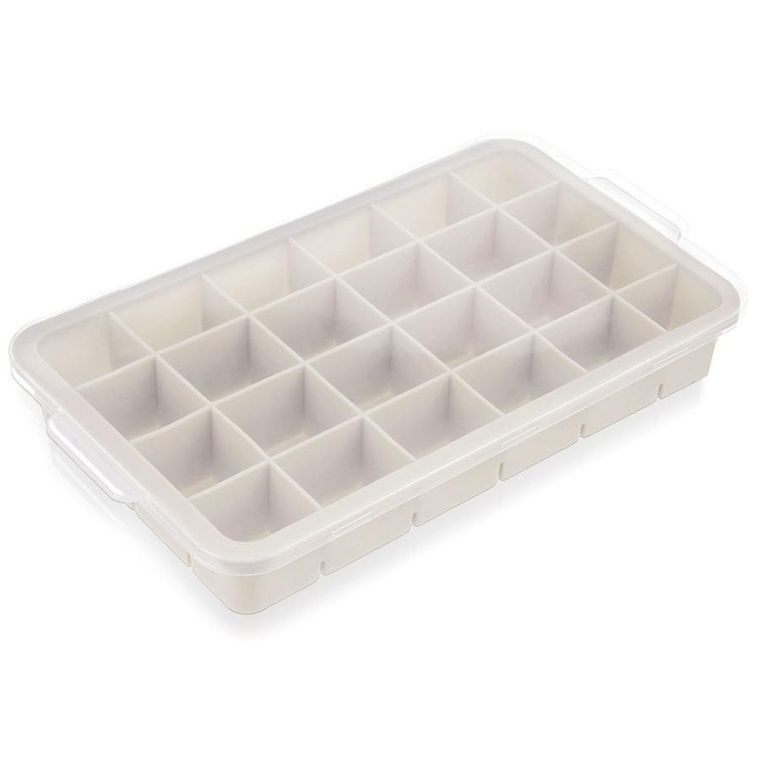 Orion, forma do kostek lodu z pokrywką, silikonowa, beżowa, 22.5-13-3 cm