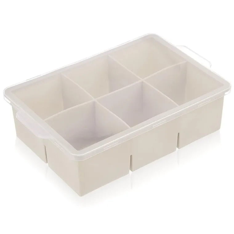 Orion, forma do kostek lodu z pokrywką, silikonowa, beżowa XXL, 18.5-12-5 cm