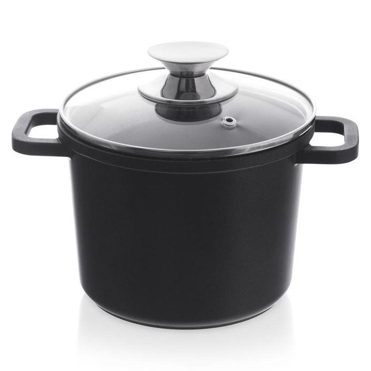 Orion, garnek granitowy ze szklaną pokrywką wysoki, Grande, 2 l