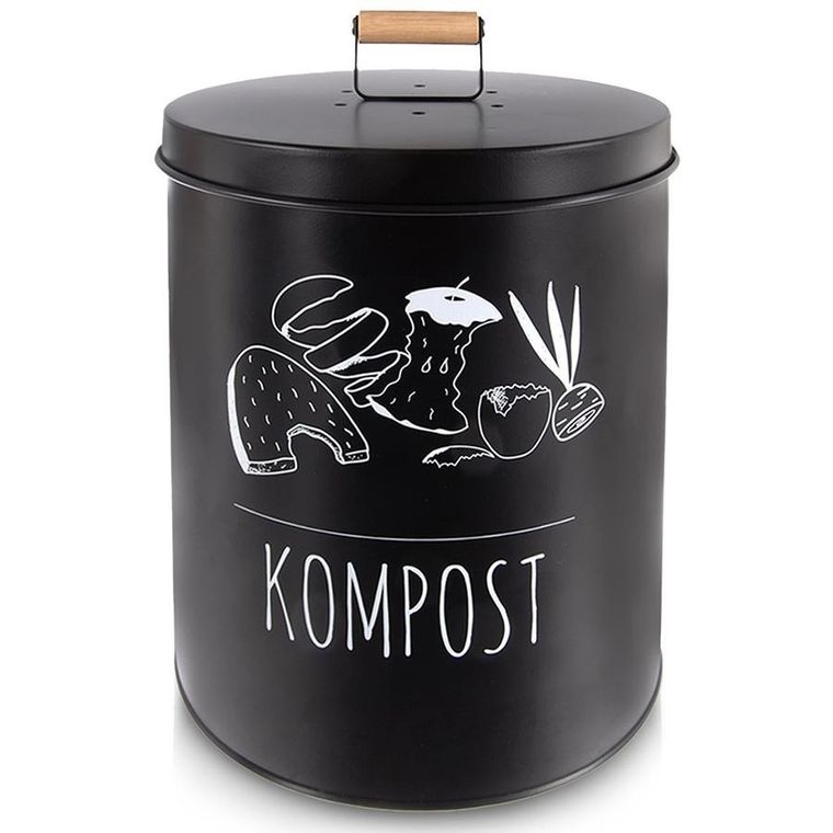 Orion, kompostownik kuchenny, metalowy, z filtrem węglowym, czarny, 8l