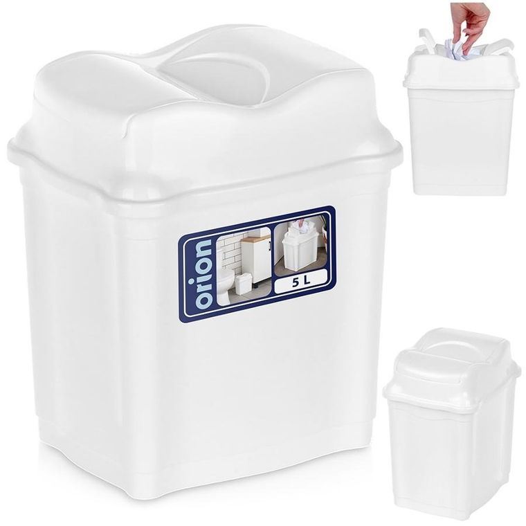 Orion, kosz na śmieci, plastikowy, biały, 5l