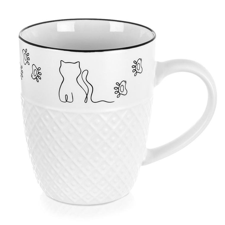 Orion, kubek porcelanowy, biały, kotek, 380 ml