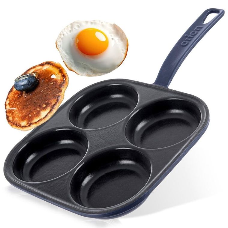 Orion, Litina Smalt, patelnia do jajek, żeliwna emaliowana, 4 otwory, 20,5-20,5 cm