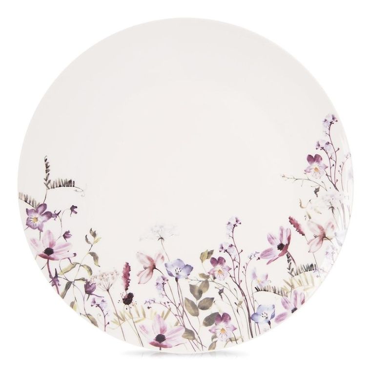 Orion, Louka, talerz deserowy porcelanowy, biały, kwiaty, 20,5 cm