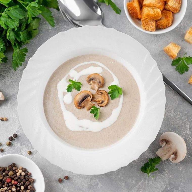 Orion, Luna, talerz obiadowy, głęboki, szklany, biały, 22,5 cm, 350 ml