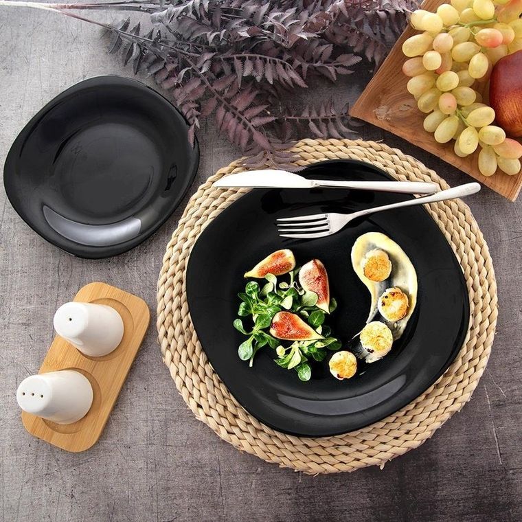 Orion, Luna, talerz obiadowy, płytki, szklany, czarny, 26,5 cm