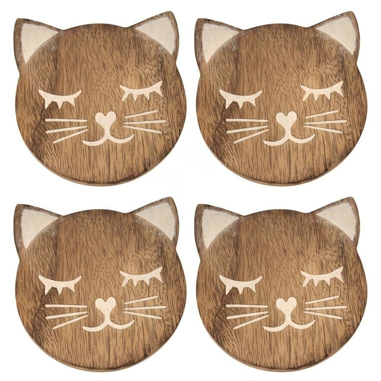 Orion, Mango, podstawki pod kubek, drewniane, 4 szt., 10-11 cm