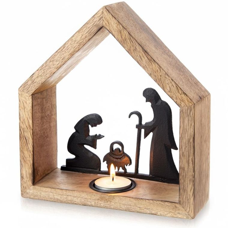 Orion, Mango, świecznik drewniany, szopka bożonarodzeniowa, 20-6-22 cm