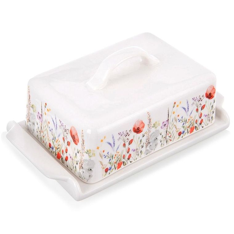 Orion, maselniczka, porcelanowa, maki, biała