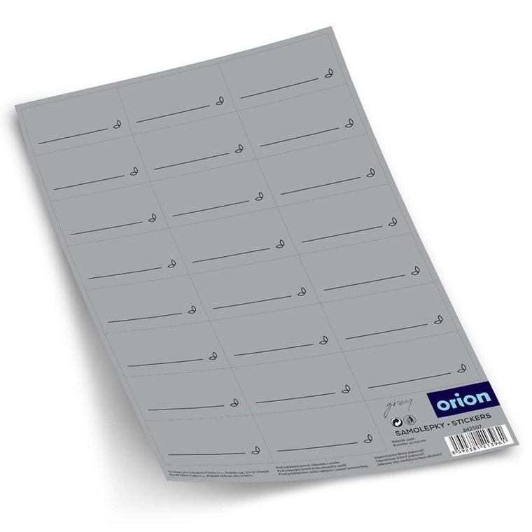Orion, naklejki na przyprawy szare samoprzylepne, szare, 23 szt.