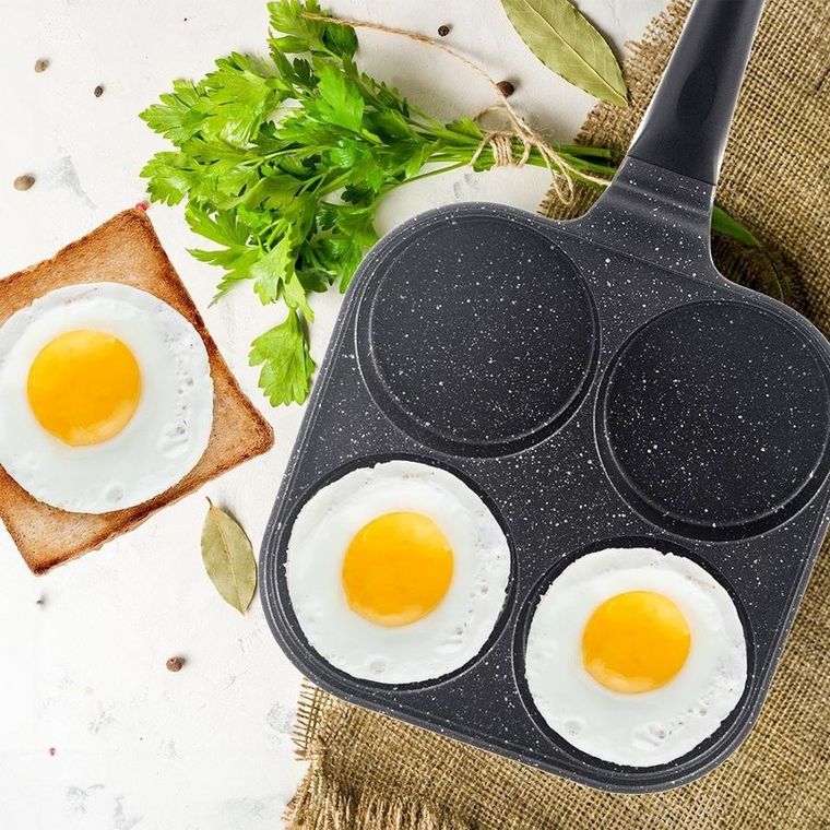Orion, patelnia do jajek, granitowa, 4 otwory, Grande, 22-22 cm