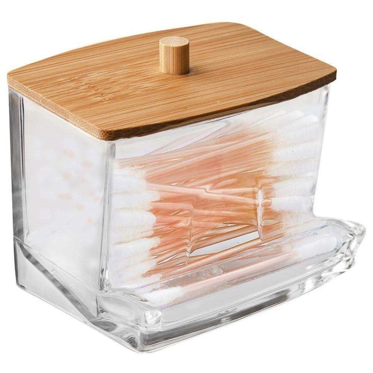 Orion, pojemnik na patyczki higieniczne, z pokrywką bambusową