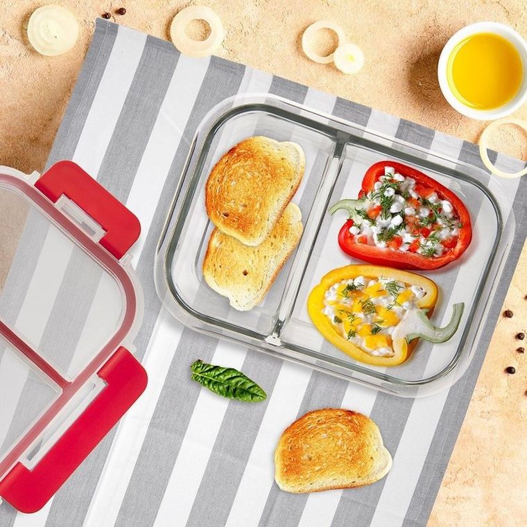 Orion, pojemnik na żywność szklany z pokrywką i uszczelką, dzielony, 950 ml