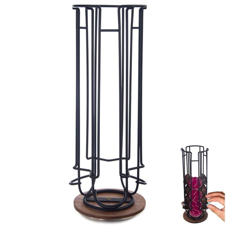 Orion, Radka, stojak na kapsułki do kawy, obrotowy metalowy, czarny, 33,5 cm