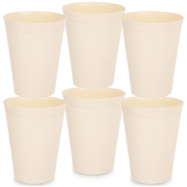Orion, Sandy, kubki plastikowe, kremowe, 300 ml, 6 szt.