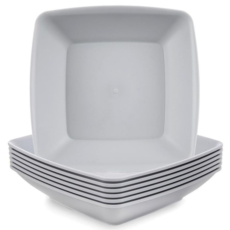 Orion, Sandy, talerze obiadowe, głębokie, plastikowe, szare, 17,5 cm, 500 ml, 6 szt.