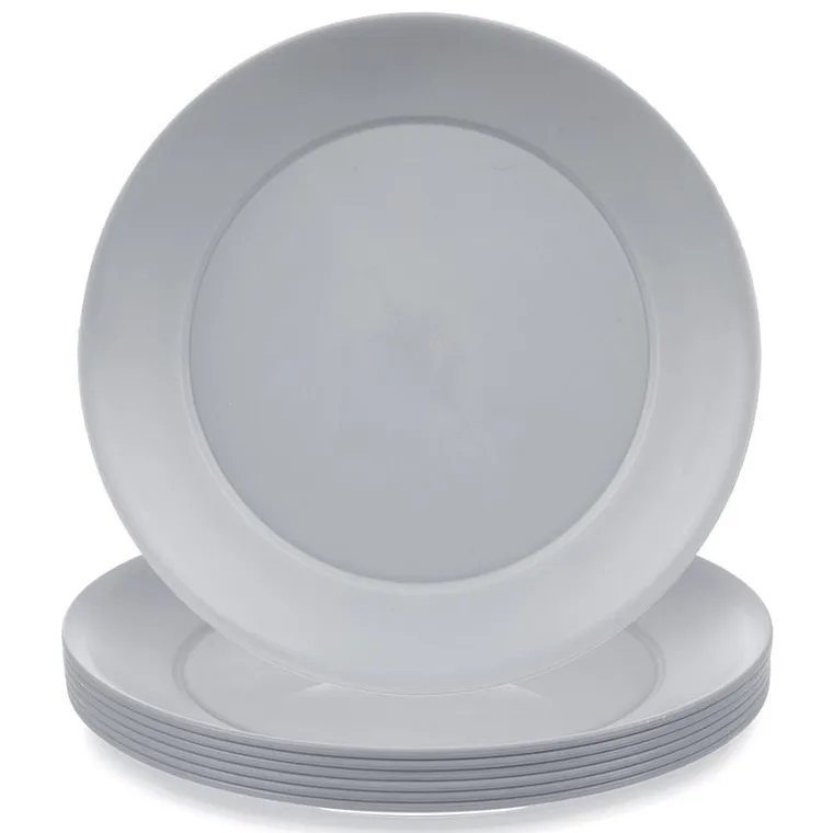 Orion, Sandy, talerze obiadowe, płytkie, plastikowe, szare, 23,5 cm, 6 szt.