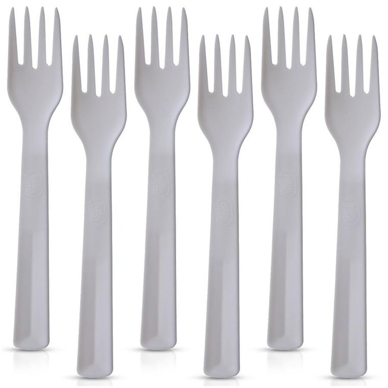 Orion, Sandy, widelce stołowe, plastikowe, szare, 18 cm, 6 szt.