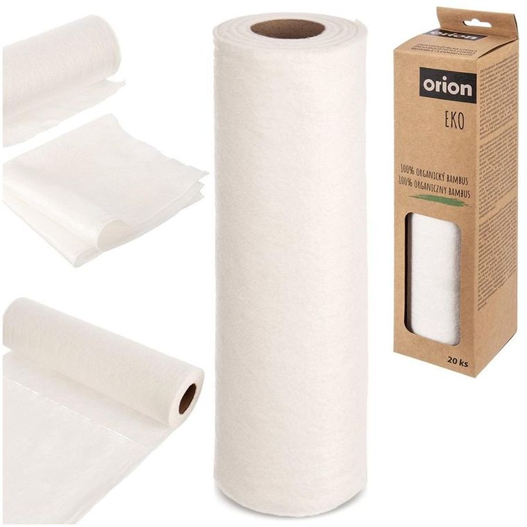 Orion, ścierki kuchenne na rolce, bambusowe EKO, 20 szt.