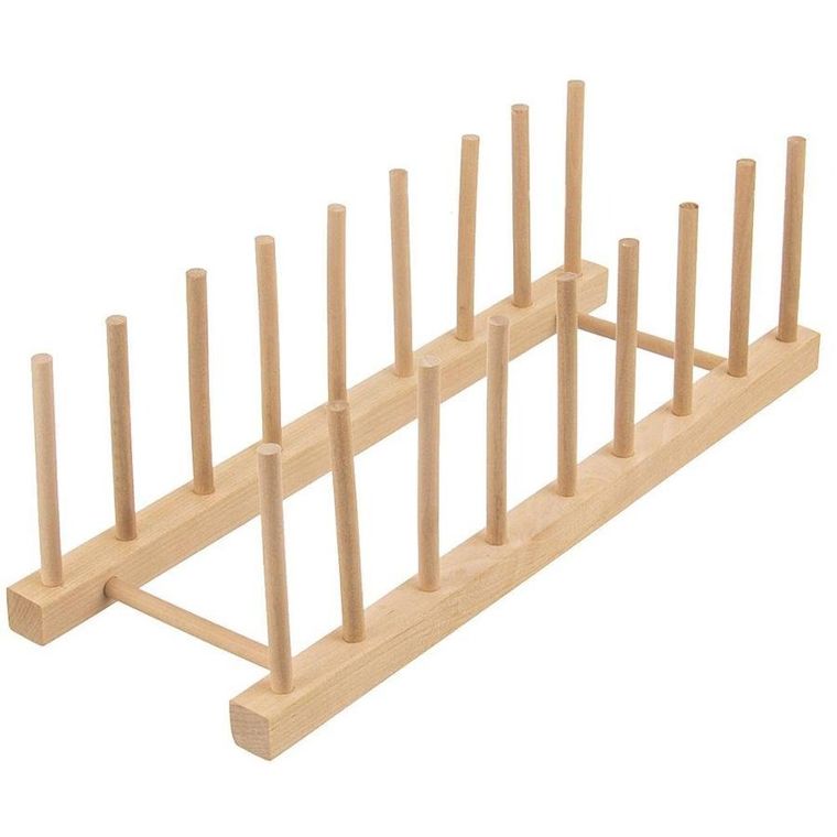 Orion, stojak na talerze i pokrywki, drewniany, 35.5-13.5-11 cm