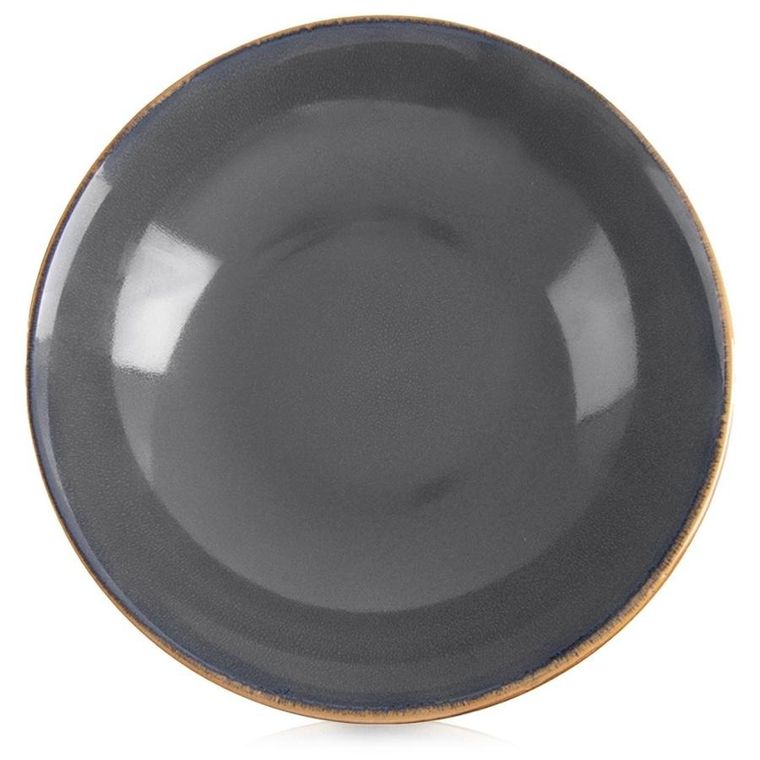 Orion, talerz obiadowy, głęboki, ceramiczny, szary, glaze, 20,5cm