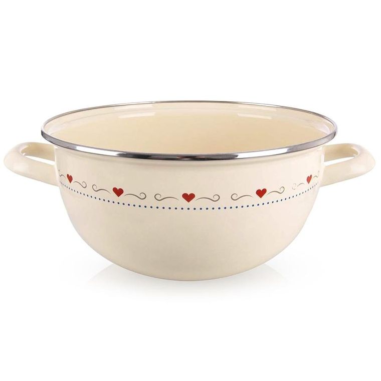 Orion, Tonca, miska emaliowana z uchwytami, kremowa, 33 cm, 5 l