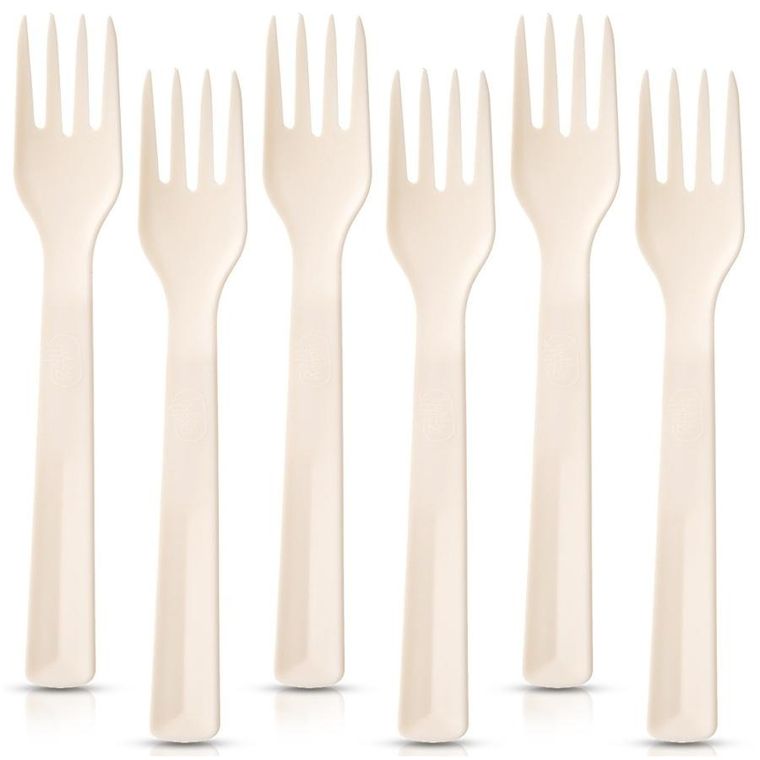 Orion, widelce stołowe, plastikowe kremowe, Sandy, 18 cm, 6 szt.