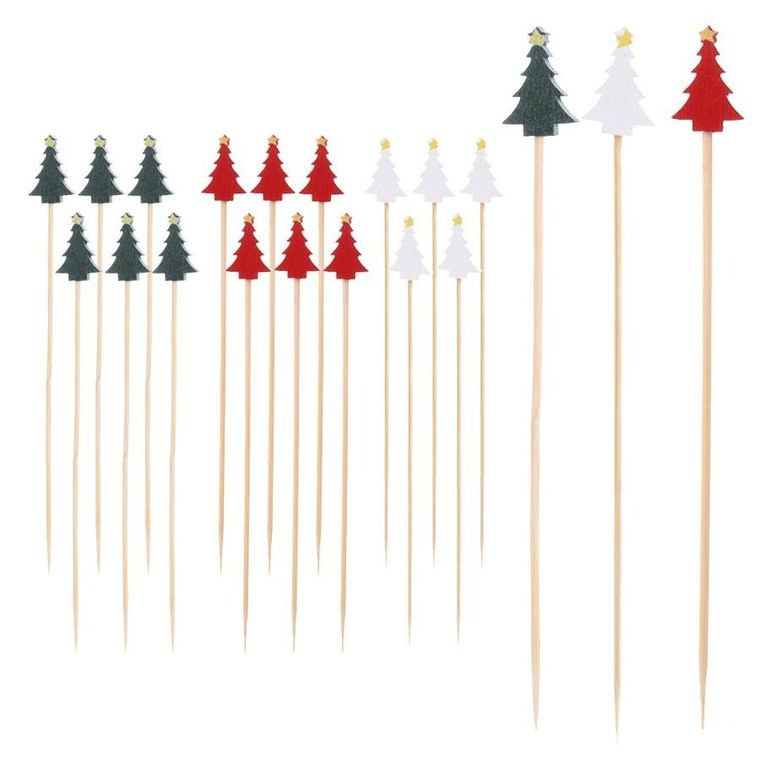 Orion, wykałaczki do przekąsek, bambusowe, choinka, 13 cm, 20 szt.