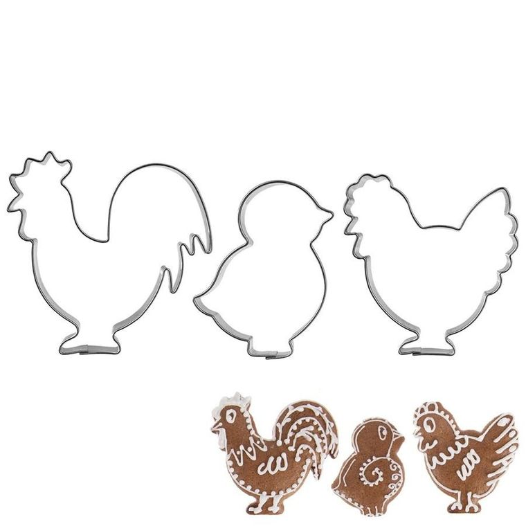 Orion, wykrawacze do ciastek, kogut kura pisklę, 3 szt.