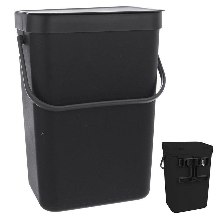 Orion, zawieszany kosz na śmieci, czarny, 10l