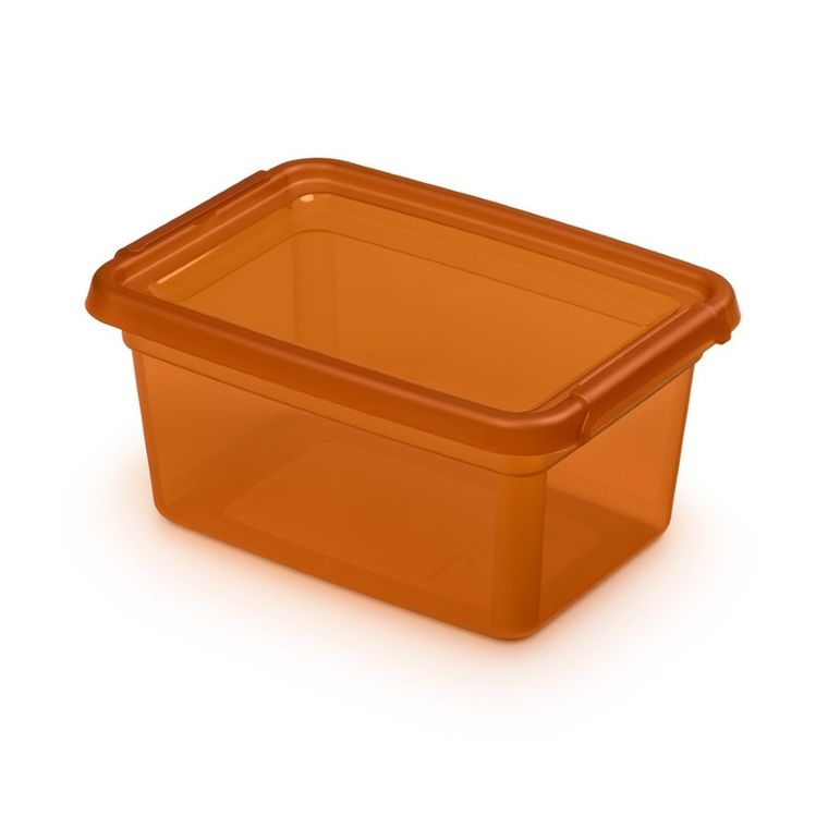 Orplast, Basestore, pojemnik z pokrywką i klipsami, 14-19-9 cm, 1.5l, amber