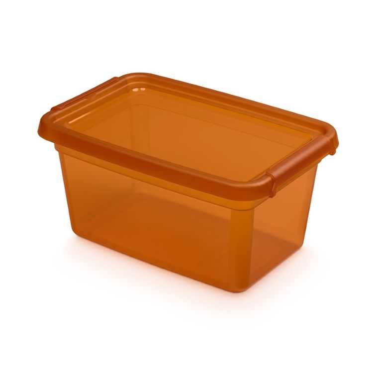 Orplast, Basestore, pojemnik z pokrywką i klipsami, 19-28-13 cm, 4.5l, amber