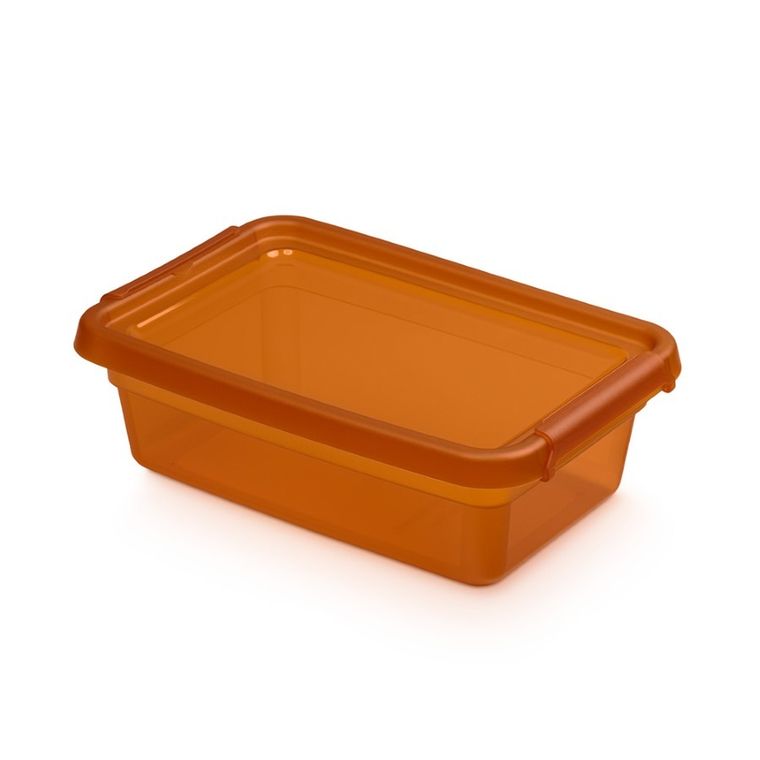 Orplast, Basestore, pojemnik z pokrywką i klipsami, 19-28-9 cm, 3l, amber