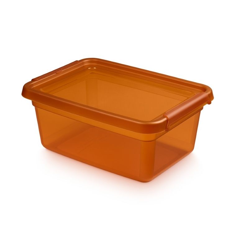 Orplast, Basestore, pojemnik z pokrywką i klipsami, 28-38-16 cm, 12.5l, amber
