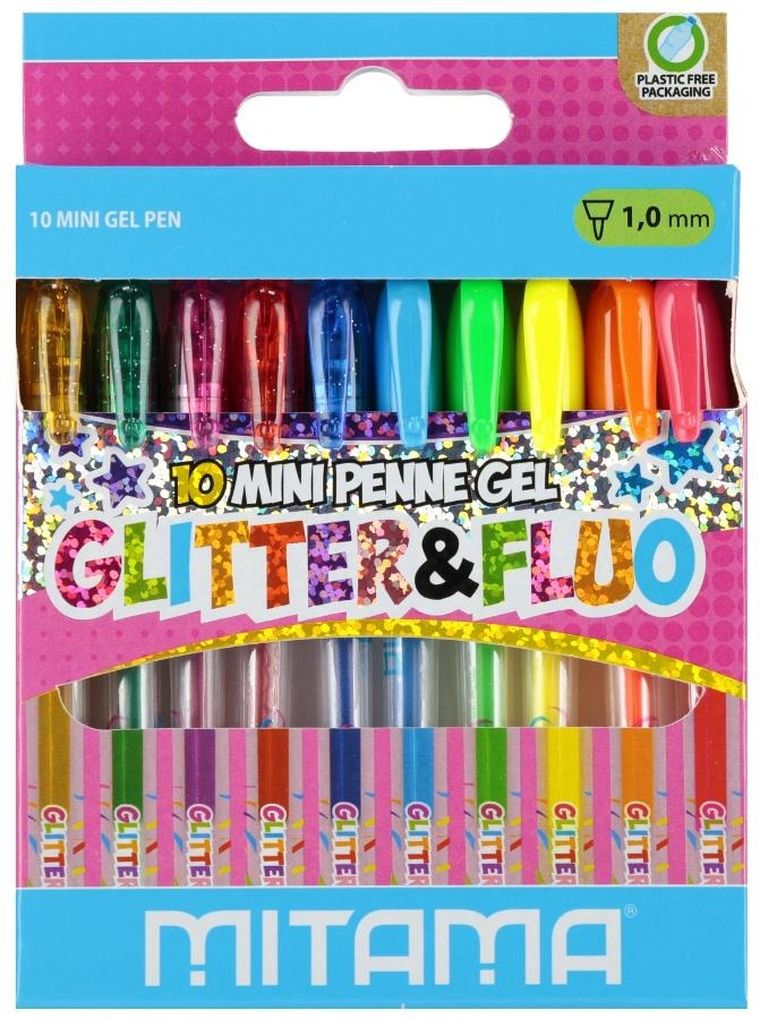 Otar, Mini Gel, długopisy żelowe, brokatowo-neonowe, 10 kolorów